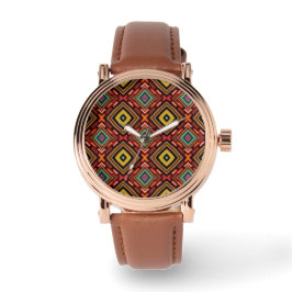 Stammes-indigene Mehrfarben-Muster Armbanduhr