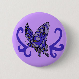Stammes- lila-blauer Schmetterlingsknopf Button