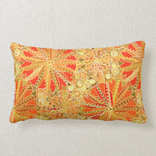 Stammes- Mandala-Druck, Senf-Gold und Orange Lendenkissen