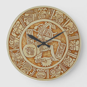 Stammes-Maya-Krieger-Rundwanduhr - Azteken-Uhr Große Wanduhr