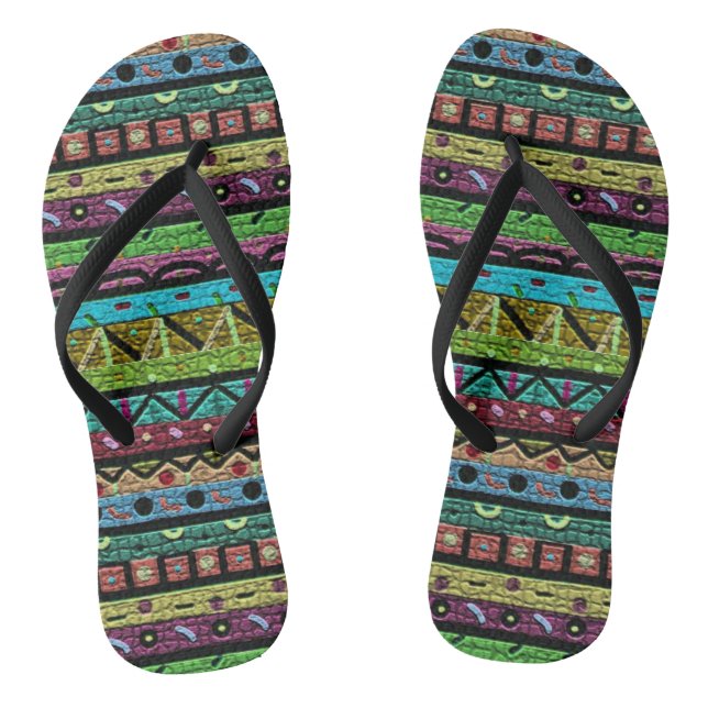 Stammes- Neonmuster Flip Flops (Fußbett)