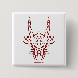 Stammes- roter Drache-Kopf Button