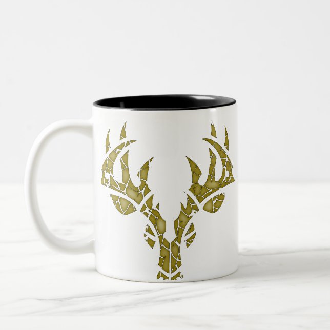 Stammes- Rotwildknistern-Camouflage-Tasse Zweifarbige Tasse (Links)