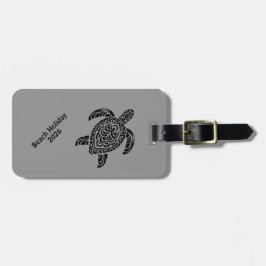 Stammes-Schildkröte, schwarz auf grau, vertikal Gepäckanhänger