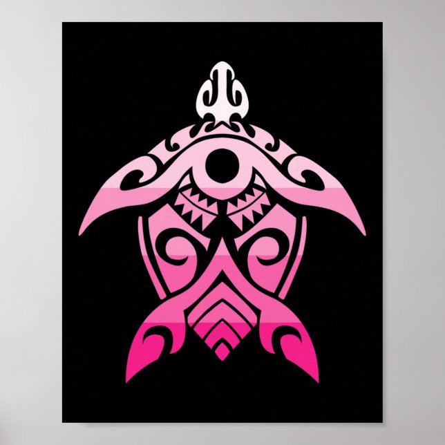 Stammes Schildkröten Brustkrebs Bewusstsein Hawaii Poster (Vorne)