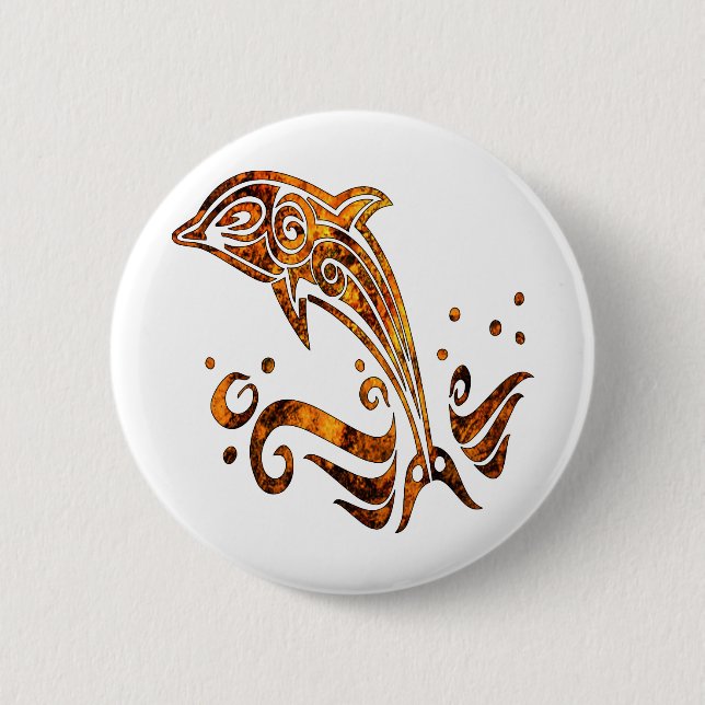 Stammes- Schmutz-Tätowierungs-Delphin Button (Vorderseite)