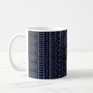 Stammes-Schwarz-Blau-Ethnisches Vintage-Retro-Must Tasse