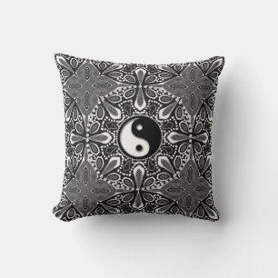 Stammes-Schwarz-Weiß-Yin-Yang-Geometrie-Kissen Kissen