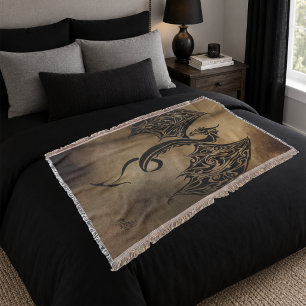 Stammes-Schwarzstein-Fantasy-Drache Decke