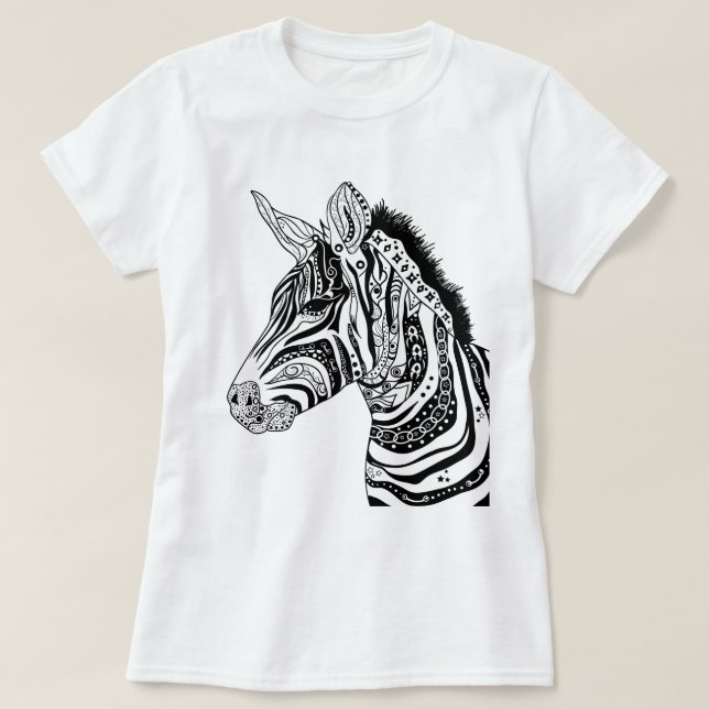 Stammes- Schwarzweiss des Zebra T-Shirt (Design vorne)