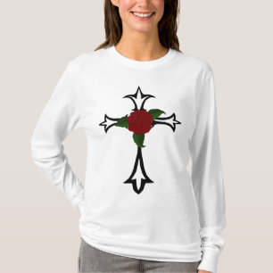 Stammes Tattoo Kreuz mit einer Rote Rose Hoody