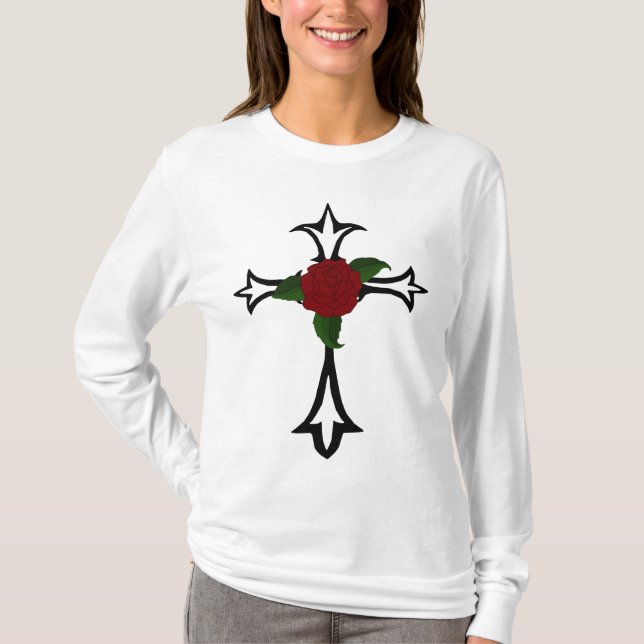 Stammes Tattoo Kreuz mit einer Rote Rose Hoody (Vorderseite)