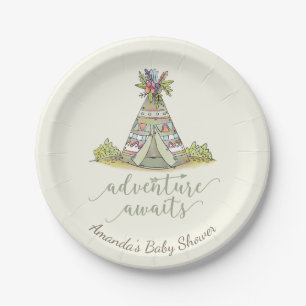 Stammes- Teepee-Babyparty 7" Platte Pappteller