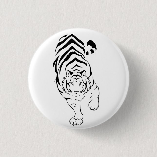 Stammes- Tiger Pinback Knopf Button (Vorderseite)