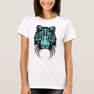 Stammes- Tiger-Tätowierungs-Schwarz-Blau T-Shirt