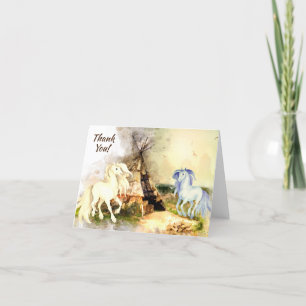 Stammes-Tipi und verliebte Pferde im Boho-Teepee-S Dankeskarte