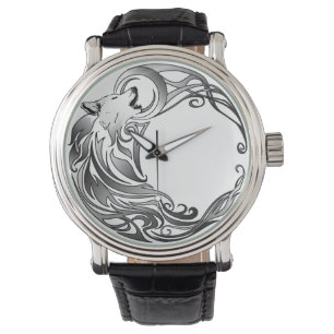 Stammes- Wolf - schattiert Armbanduhr