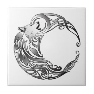 Stammes- Wolf - schattiert Fliese