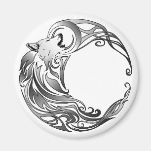 Stammes- Wolf - schattiert Magnet