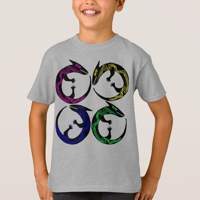 Stammesaborigin Tattoo Ethnographische Pagan Lizar T-Shirt (Vorderseite)