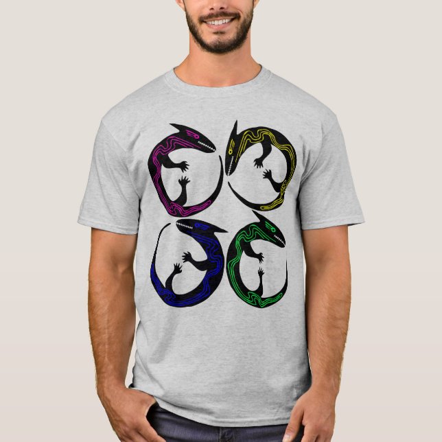 Stammesaborigin Tattoo Ethnographische Pagan Lizar T-Shirt (Vorderseite)