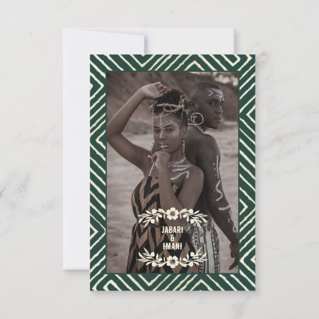 Stammesafrikanischer Hunter Green RSVP Karte (Rückseite)