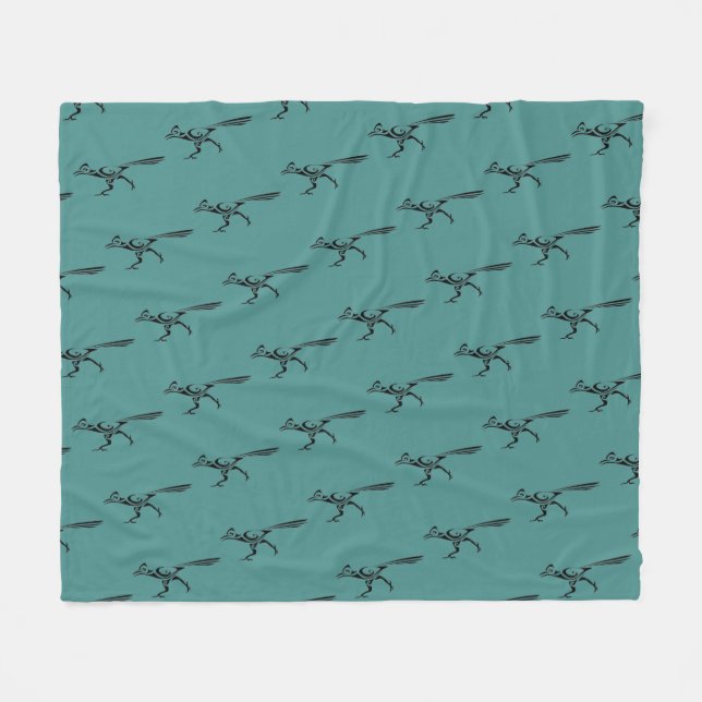 Stammesbahnläufer-Silhouette Fleecedecke (Vorderseite (Horizontal))