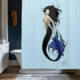 Stammesblaue Meerjungfrau Elegante Fantasy Sirene Duschvorhang