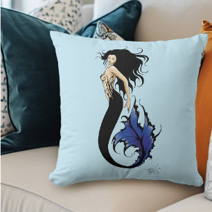 Stammesblaue Meerjungfrau Elegante Fantasy Sirene Kissen