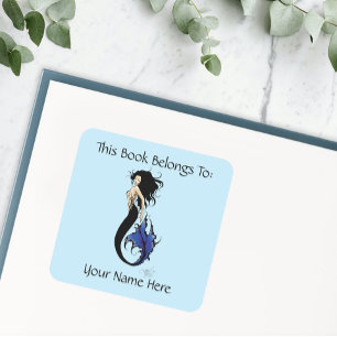 Stammesblaue Meerjungfrau Elegante Fantasy Sirene Quadratischer Aufkleber
