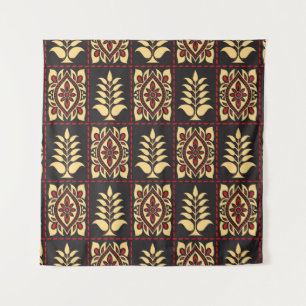 Stammesblume: Eleganz im Vintage-Muster Wandteppich