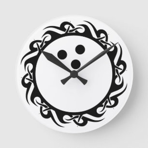 StammesBOWLING Runde Wanduhr