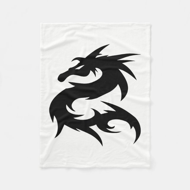 Stammesdrache Silhouette Fleecedecke (Vorderseite)