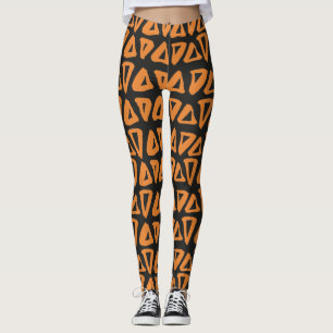 Stammesdreiecke Orange Schwarze Leggings