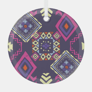 Stammesethnische, primitive geometrische Hintergru Ornament Aus Glas