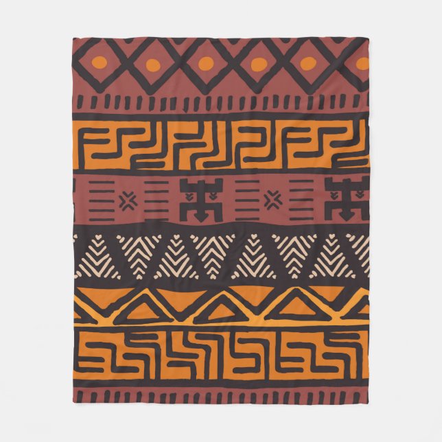 Stammesfarbenes böhmisches Muster mit Geom Fleecedecke (Vorderseite)
