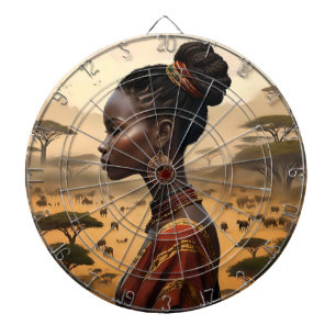 Stammesfrauen, die ihre afrikanische Landschaft be Dartscheibe