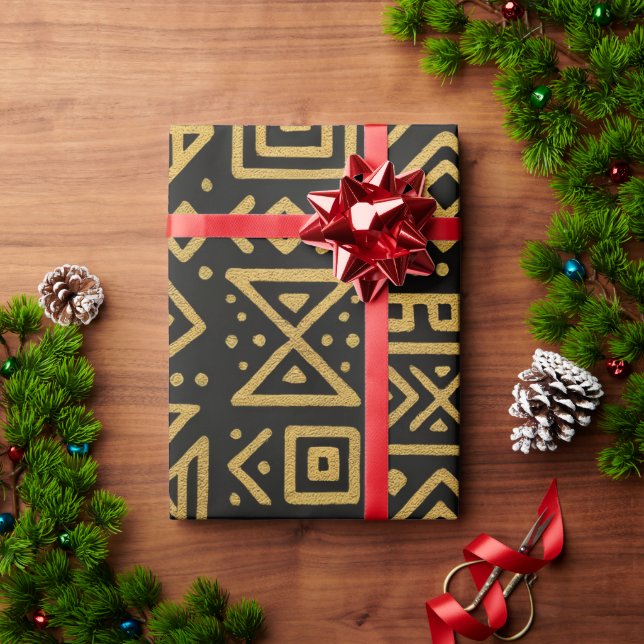 Stammesgold Geometrisch Geschenkpapier (Feiertagsgeschenk)