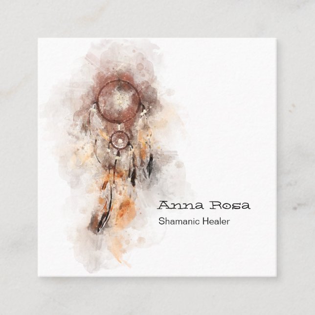 *~* Stammesheilige Shamanic Dream Catcher Shaman Quadratische Visitenkarte (Vorderseite)