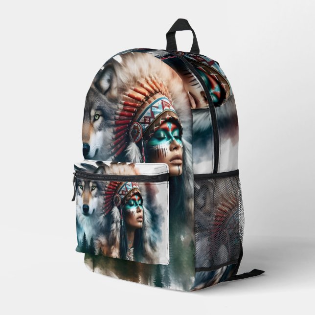 Stammeskopfschmuck und Wolf Rucksack (Rückseitige Ecke Rechts)