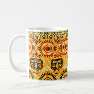 Stammesmotive: nahtloses ethnisches Muster. Kaffeetasse