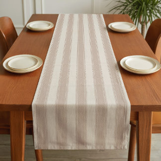 Stammesstreifen Erdig Neutral Beige Farmhouse Kurzer Tischläufer