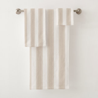 Stammesstreifen Erdig Neutrales Tan Beige Farmhaus Badhandtuch Set