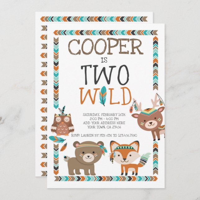 Stammeswald, ZWEI wild Einladung (Vorne/Hinten)