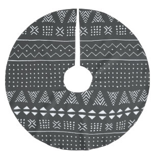 Stammeszugehörigkeit: Schwarz-weißes Muster. Polyester Weihnachtsbaumdecke