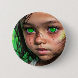 Stammkids | Futuristische Mädchen glühen grüne Aug Button