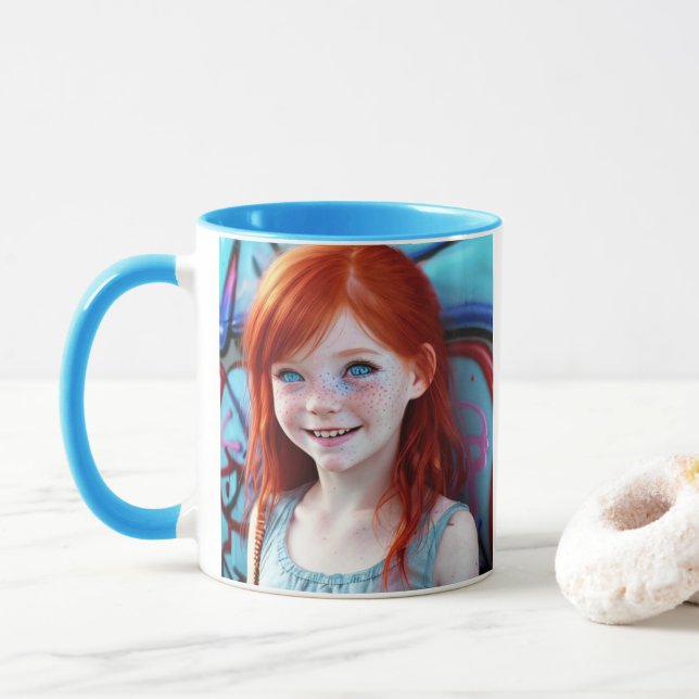 Stammkids | Hübsches kleines Rotkopfmädchen Tasse (Mit Donut)