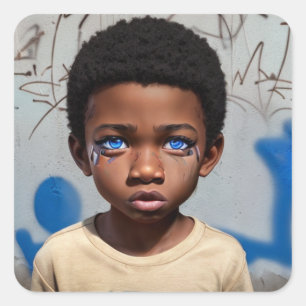 Stammkids   Little Boy of Color Futuristic Quadratischer Aufkleber