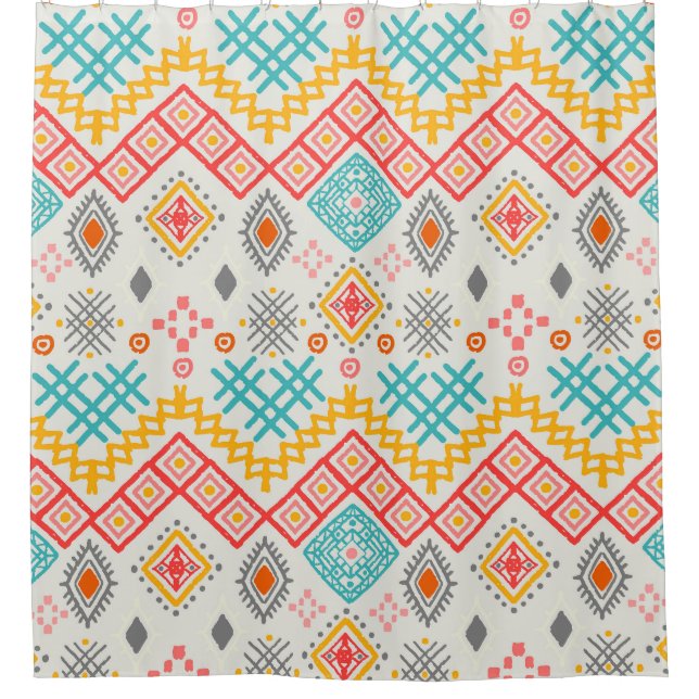 Stammkunst: boho geometrischer Druck. Duschvorhang (Vorderseite)