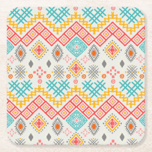 Stammkunst: boho geometrischer Druck. Rechteckiger Pappuntersetzer